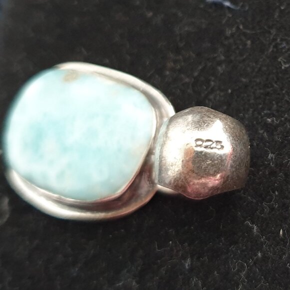 Elegant Vintage Italian 925 Sterling Silver Blue Larimar Pendant Necklace - Picture 7 of 14